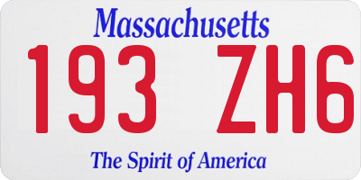 MA license plate 193ZH6