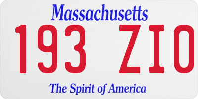 MA license plate 193ZI0
