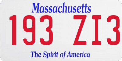 MA license plate 193ZI3