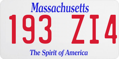 MA license plate 193ZI4