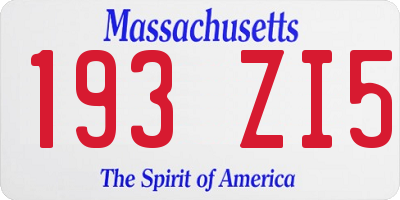 MA license plate 193ZI5
