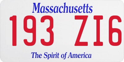 MA license plate 193ZI6