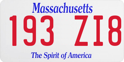 MA license plate 193ZI8