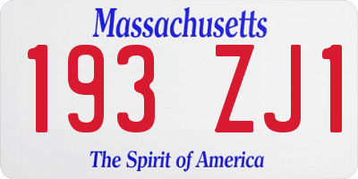 MA license plate 193ZJ1
