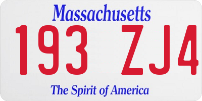 MA license plate 193ZJ4
