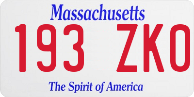 MA license plate 193ZK0