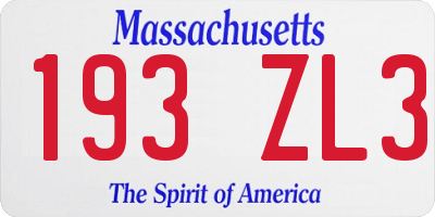 MA license plate 193ZL3