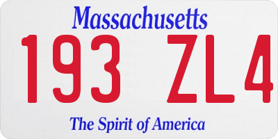 MA license plate 193ZL4