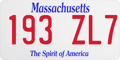 MA license plate 193ZL7