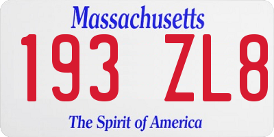 MA license plate 193ZL8