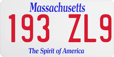 MA license plate 193ZL9