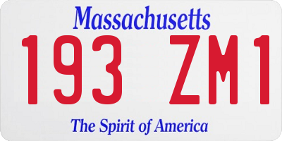 MA license plate 193ZM1