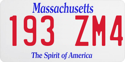 MA license plate 193ZM4