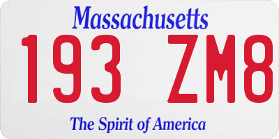 MA license plate 193ZM8