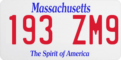 MA license plate 193ZM9