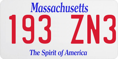 MA license plate 193ZN3