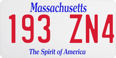 MA license plate 193ZN4