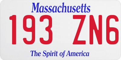 MA license plate 193ZN6