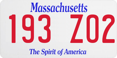MA license plate 193ZO2
