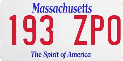 MA license plate 193ZP0
