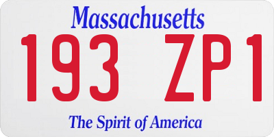 MA license plate 193ZP1