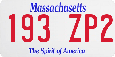 MA license plate 193ZP2