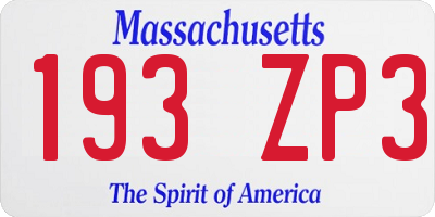 MA license plate 193ZP3