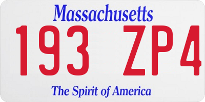MA license plate 193ZP4