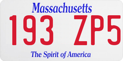 MA license plate 193ZP5