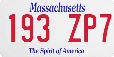 MA license plate 193ZP7