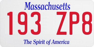 MA license plate 193ZP8