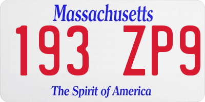 MA license plate 193ZP9