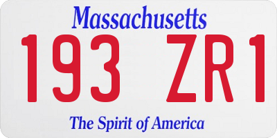MA license plate 193ZR1