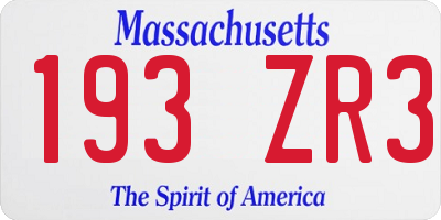 MA license plate 193ZR3
