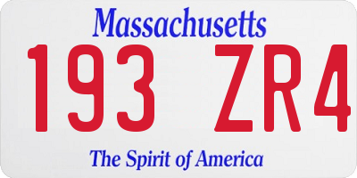 MA license plate 193ZR4