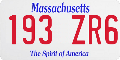 MA license plate 193ZR6