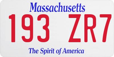 MA license plate 193ZR7