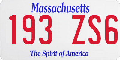 MA license plate 193ZS6