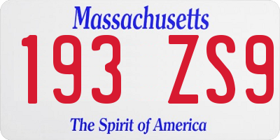 MA license plate 193ZS9