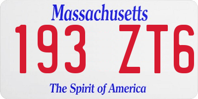 MA license plate 193ZT6