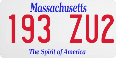 MA license plate 193ZU2
