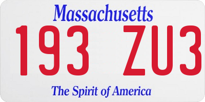 MA license plate 193ZU3