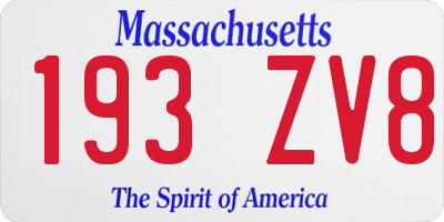 MA license plate 193ZV8