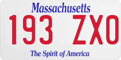 MA license plate 193ZX0