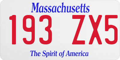 MA license plate 193ZX5