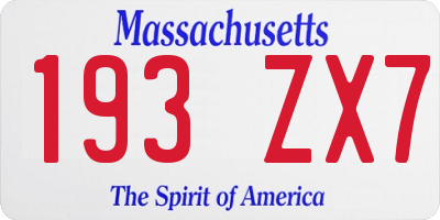 MA license plate 193ZX7