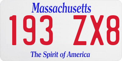 MA license plate 193ZX8