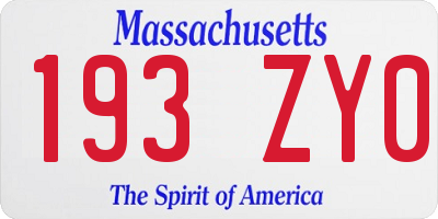 MA license plate 193ZY0