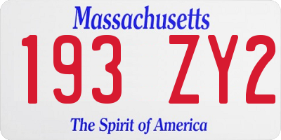 MA license plate 193ZY2