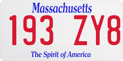 MA license plate 193ZY8
